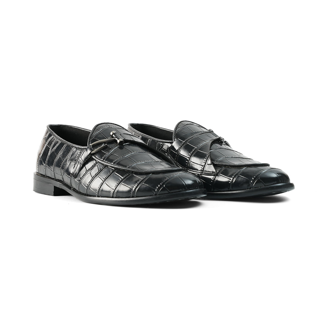 Monkstory Eclecta Croco Side Hook Slip Ons - Black