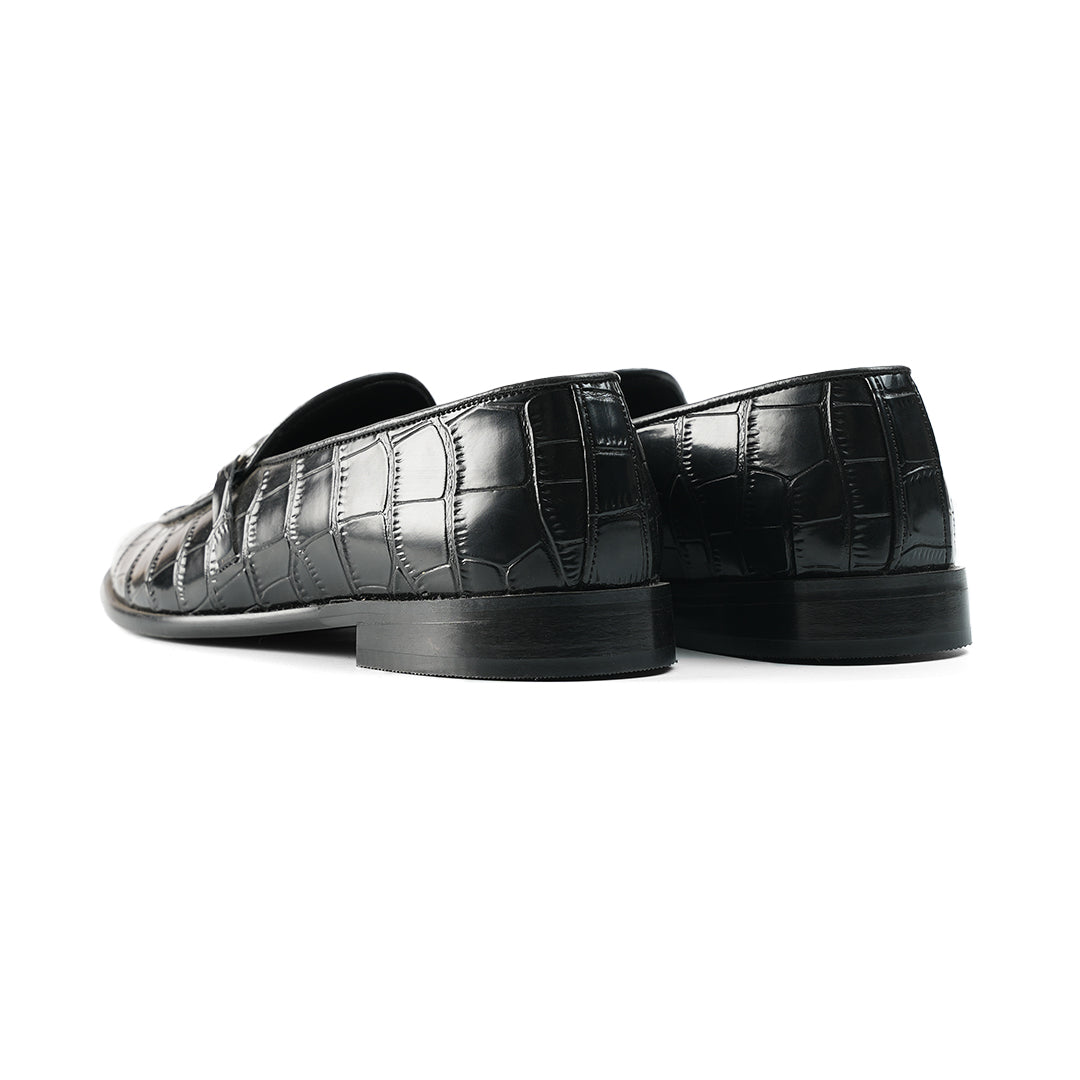 Monkstory Eclecta Croco Side Hook Slip Ons - Black