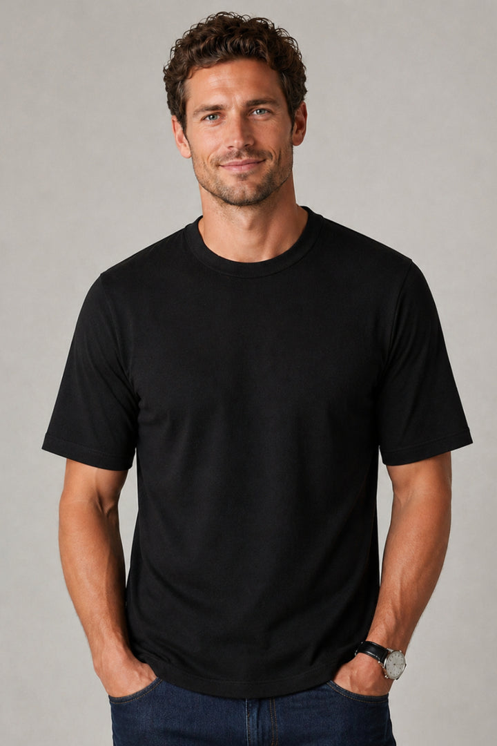 Venhoma Bio-Washed Cotton Men's Black T-Shirt