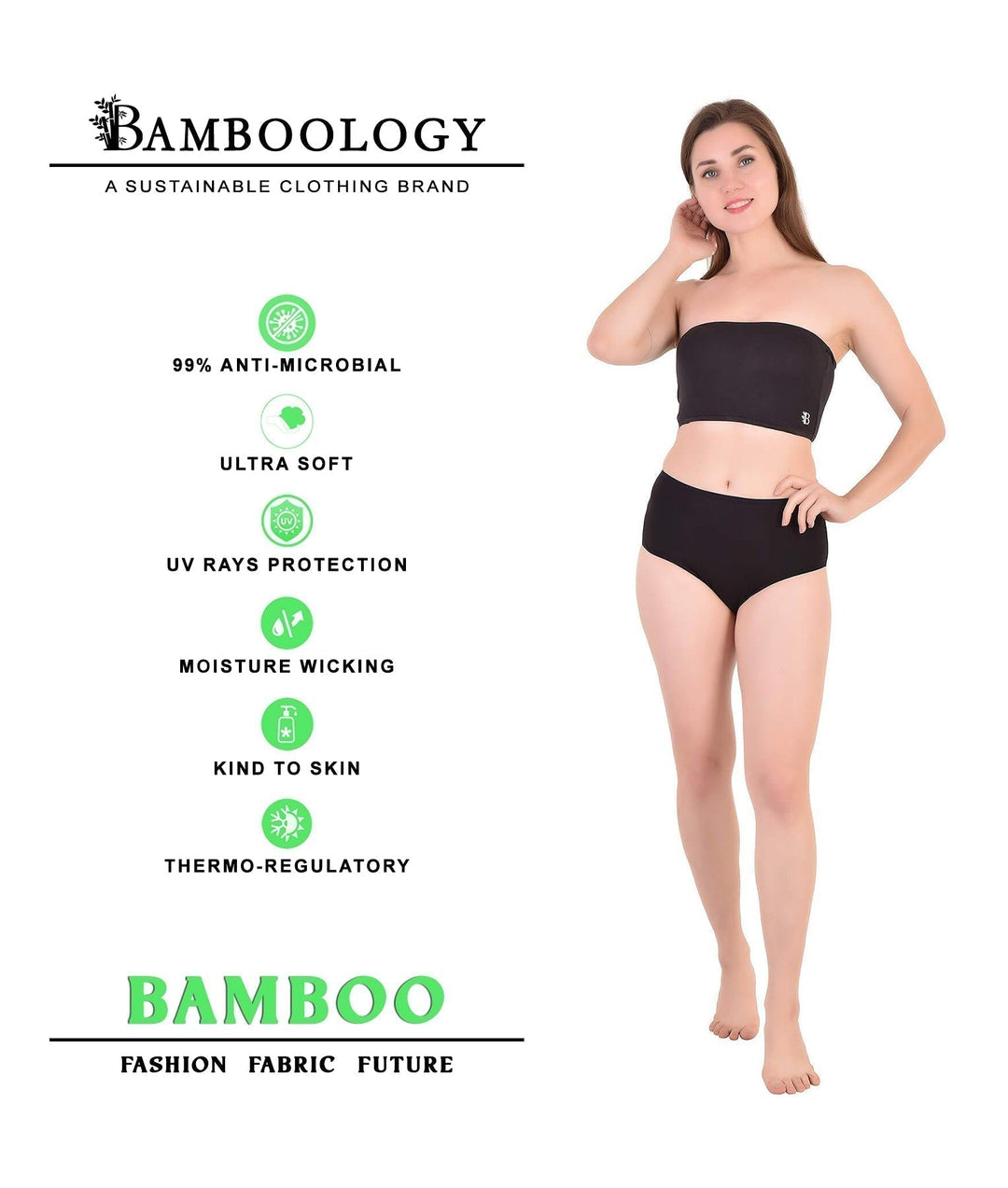 Bamboo Fabric Tube Top | Black Bustier Bra