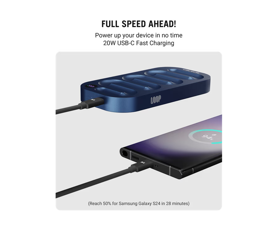 Loop Universal Power Bank- 10000 mAh(Black,Space Blue,Titanium)