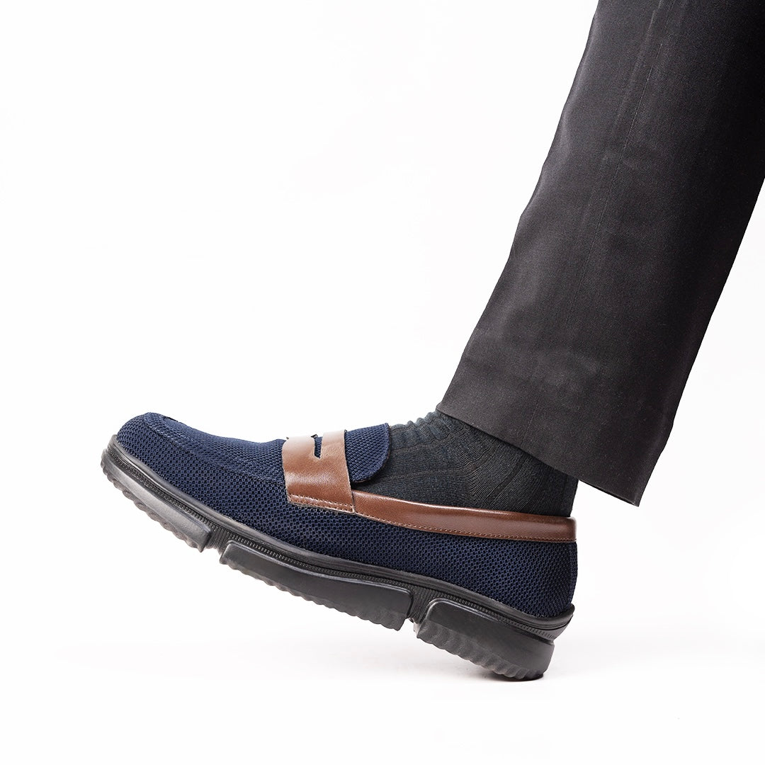 Monkstory Gravity Lift Supreme Comfort Mesh Slip-On Sneakers - Navy & Brown