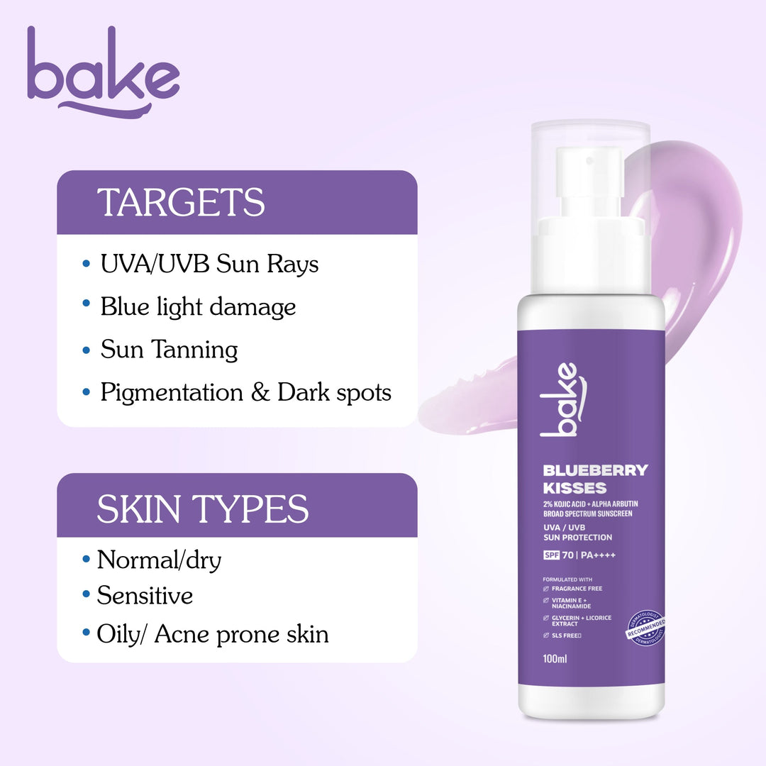 Blueberry Kisses Kojic Acid Sunscreen with 2% Alpha Arbutin SPF 70 PA+++