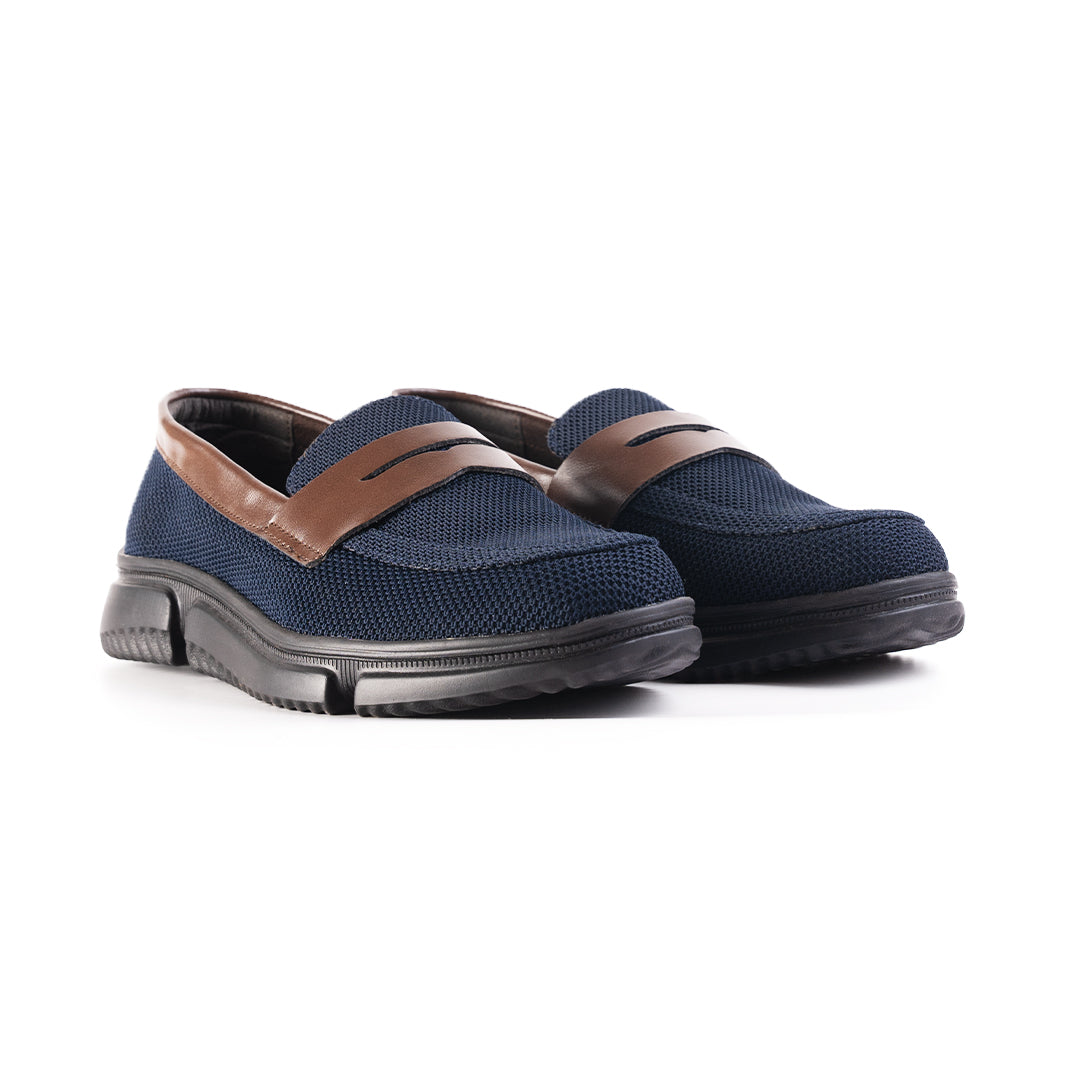 Monkstory Gravity Lift Supreme Comfort Mesh Slip-On Sneakers - Navy & Brown