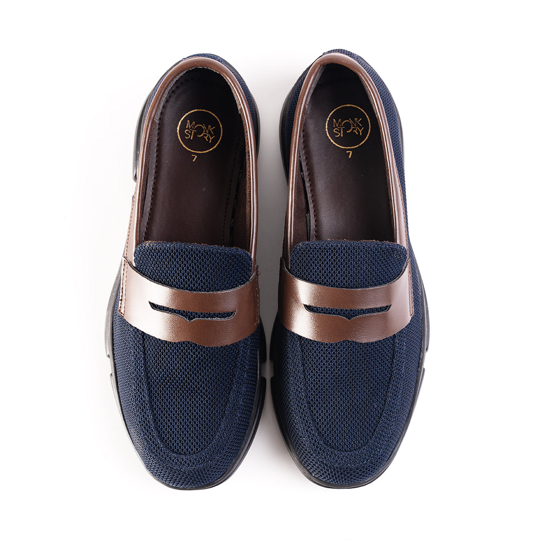 Monkstory Gravity Lift Supreme Comfort Mesh Slip-On Sneakers - Navy & Brown