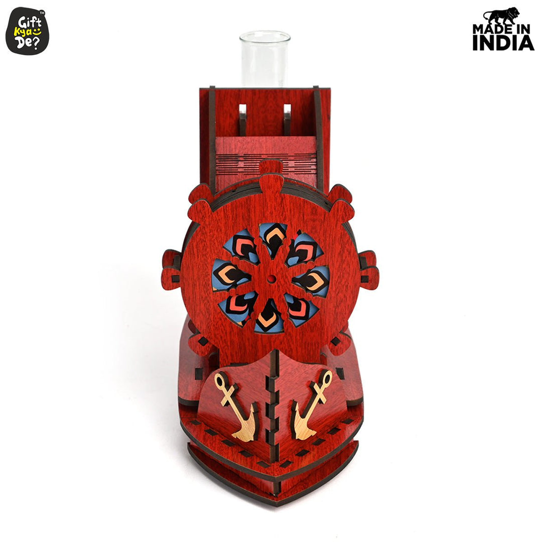 Gift Kya De Boat Shape Coaster Stand With Set of 6 Coaster & Cute Test Tube Planter