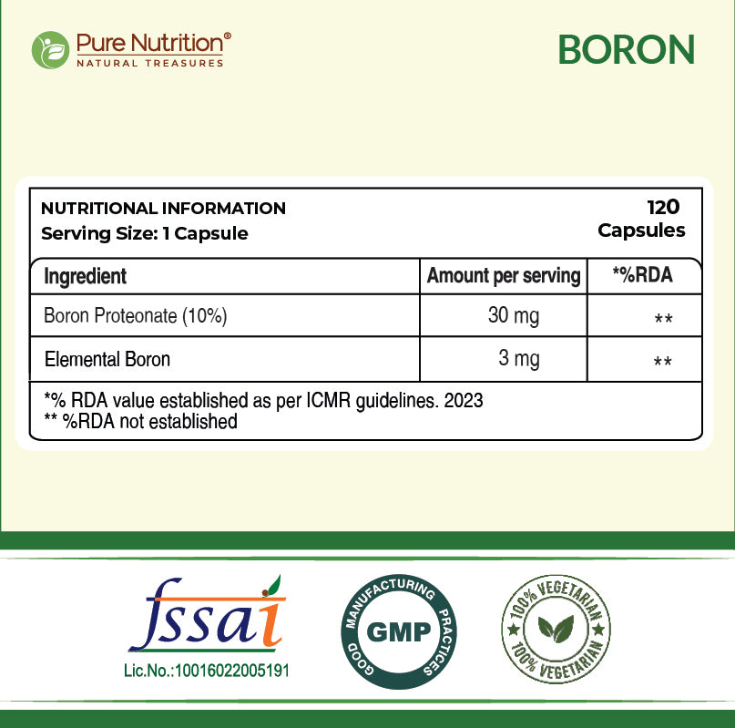 Boron 3mg Chelated Supplement  Bone Health & Mineral Support