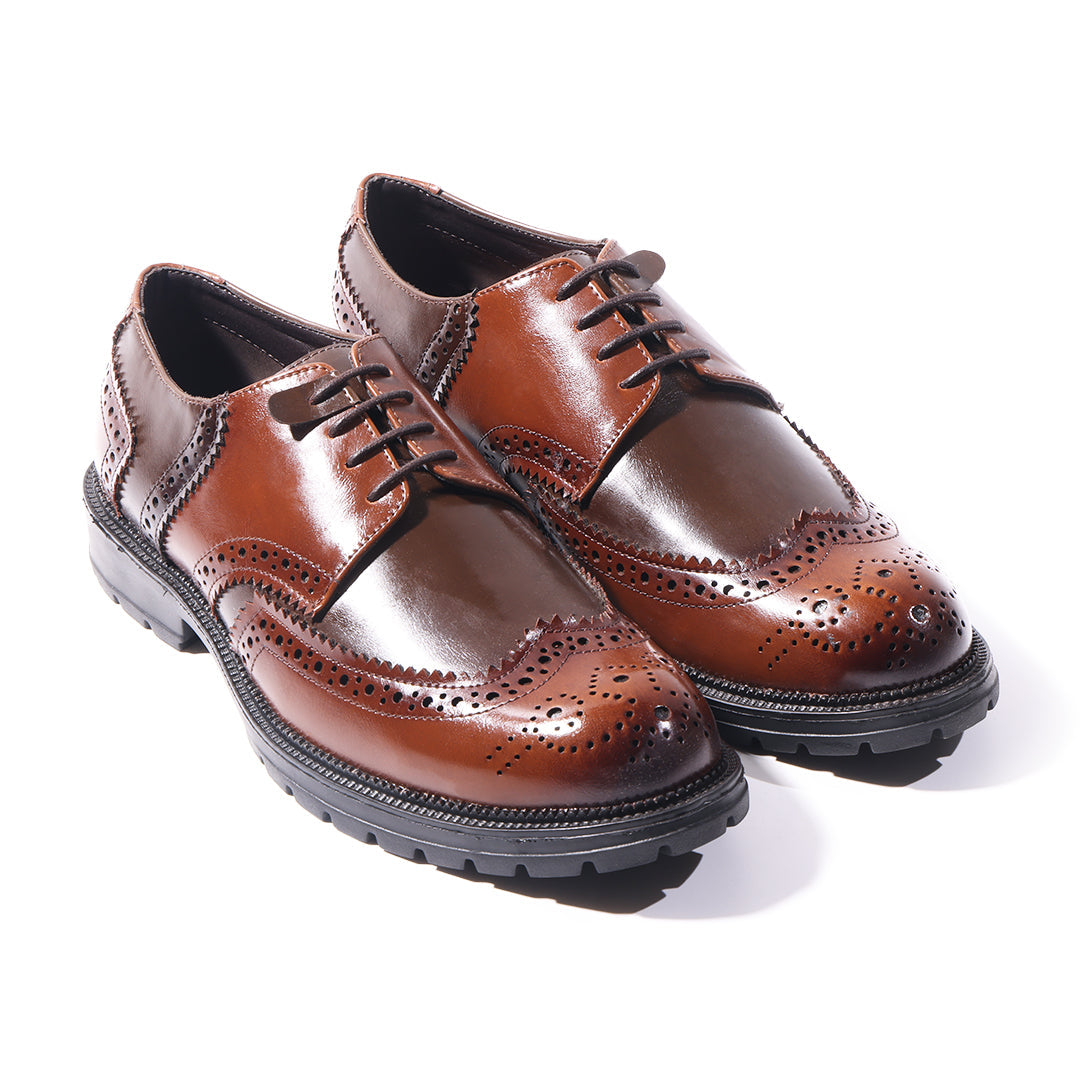 Monkstory Atelier 1900 Wingtip Bicolor Brogue Lace-Ups – Brown & Tan