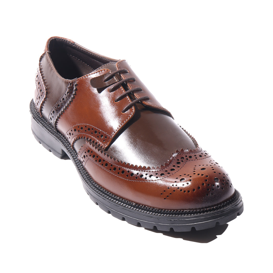Monkstory Atelier 1900 Wingtip Bicolor Brogue Lace-Ups – Brown & Tan