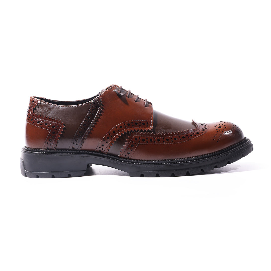 Monkstory Atelier 1900 Wingtip Bicolor Brogue Lace-Ups – Brown & Tan