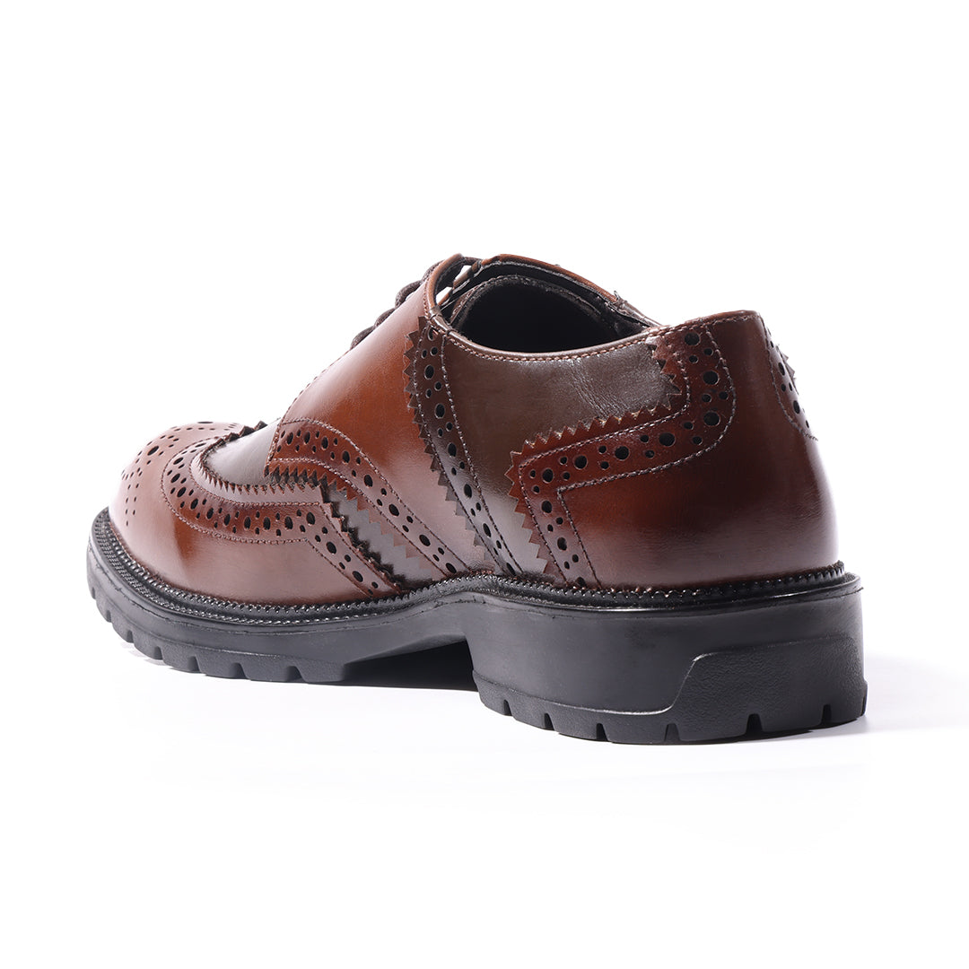 Monkstory Atelier 1900 Wingtip Bicolor Brogue Lace-Ups – Brown & Tan