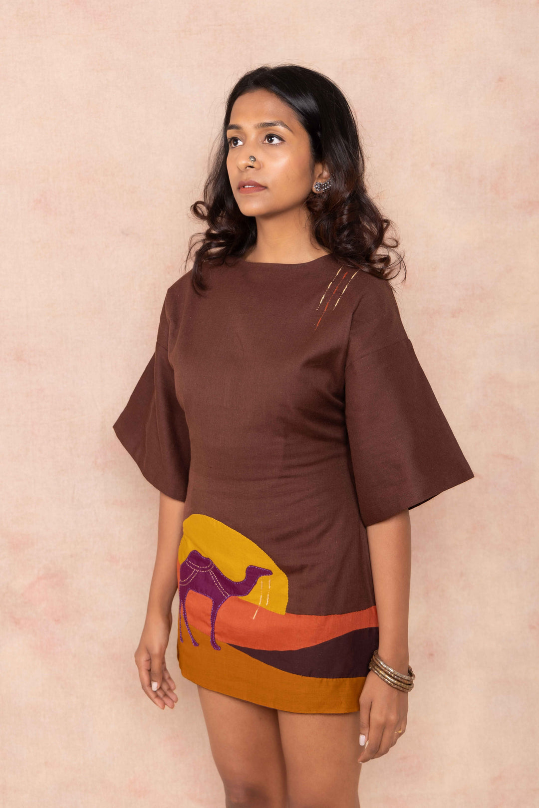 Brown Dress with handwork 