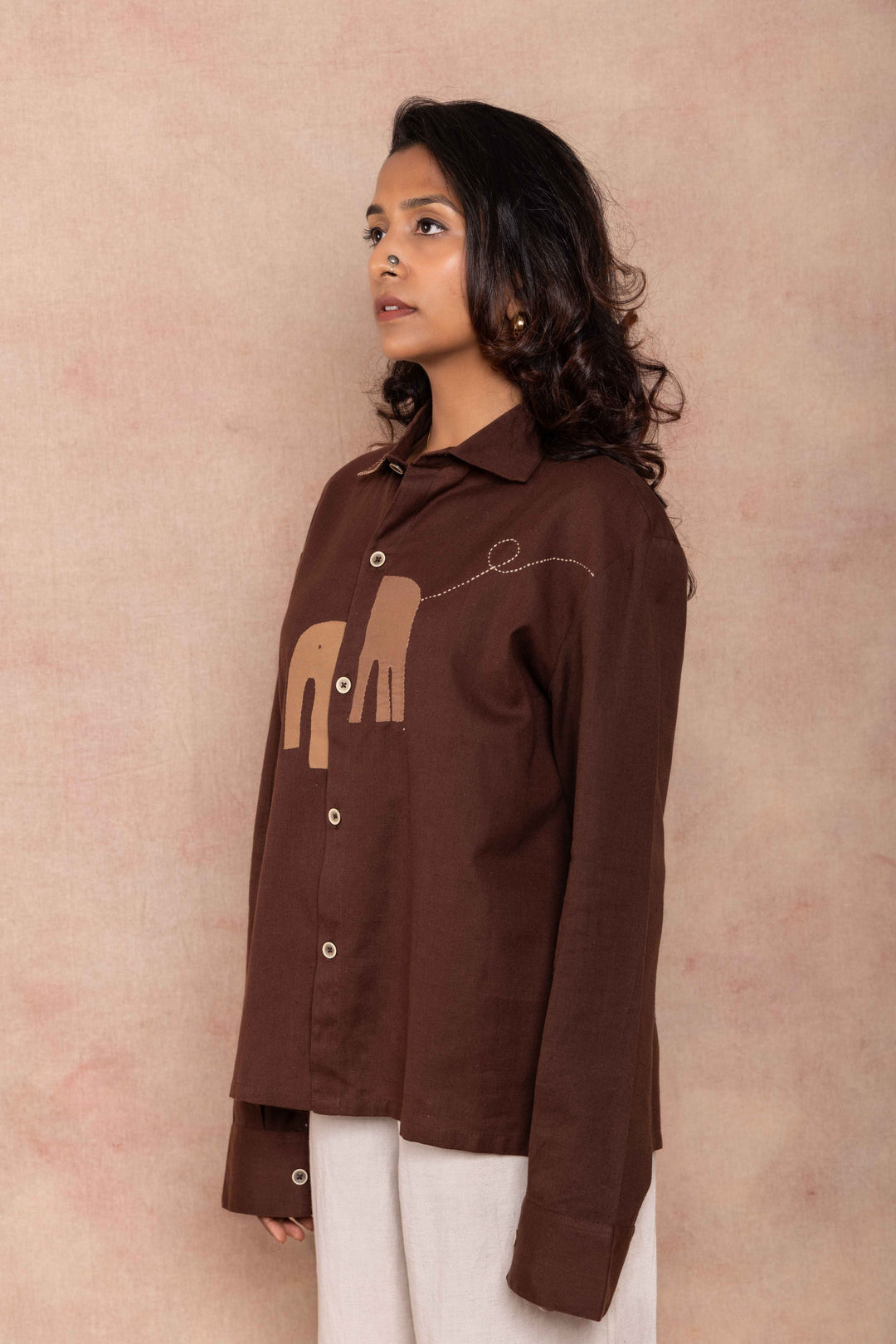 Brown full shirt on women