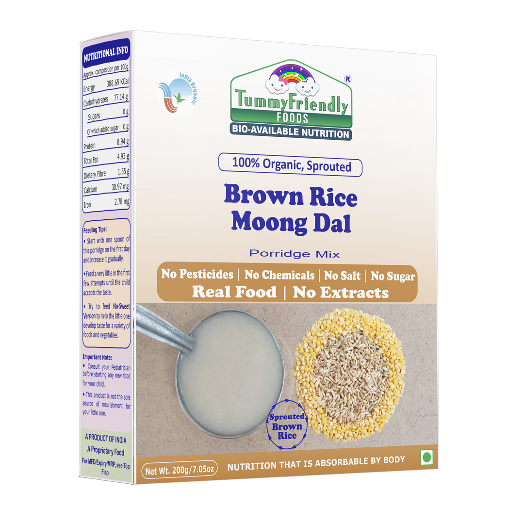 TummyFriendly Foods Organic Sprouted Porridge Mix | Brown Rice, Moong Dal | No Additives | 200g