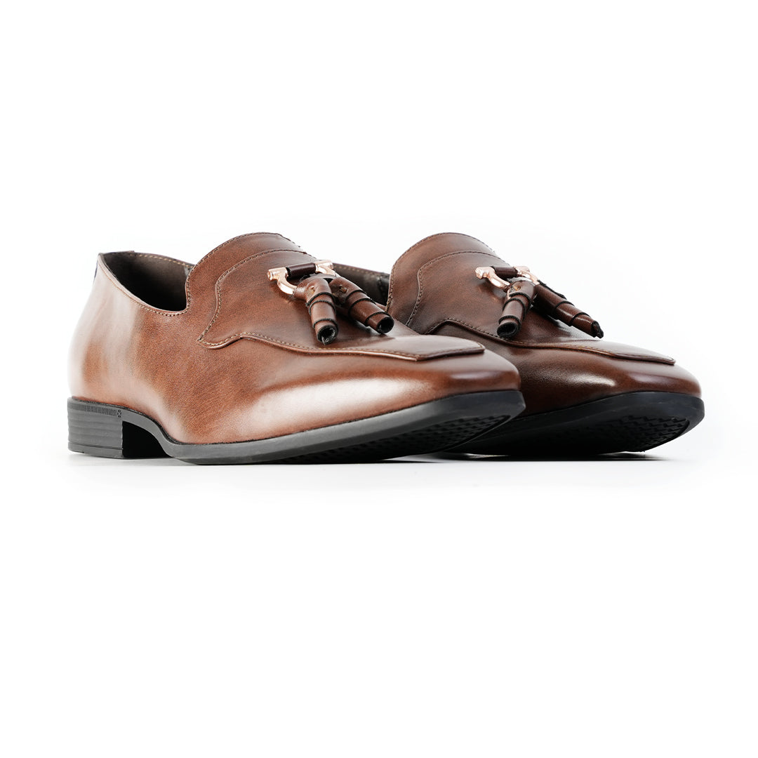 Monkstory Tassel Loafers with Rose-Gold Bit – Brown
