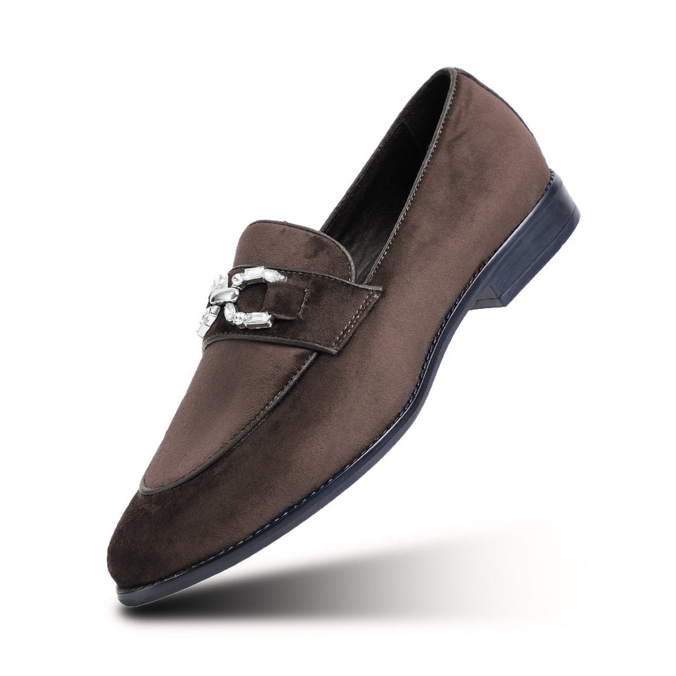 Monkstory Velvet Crystal Bit Loafers – Royal Brown