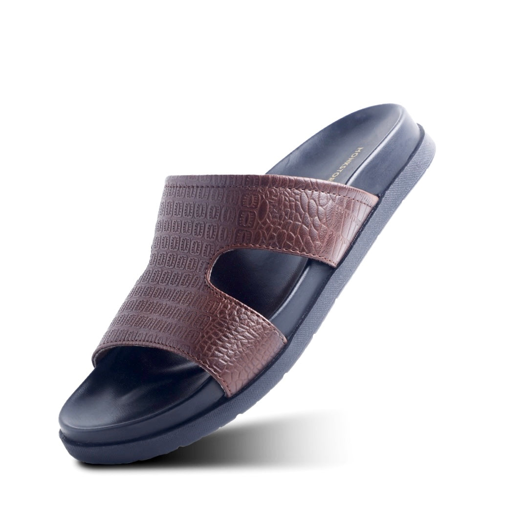 Monkstory Atelier 1870 Textured Strap Slides – Dark Brown
