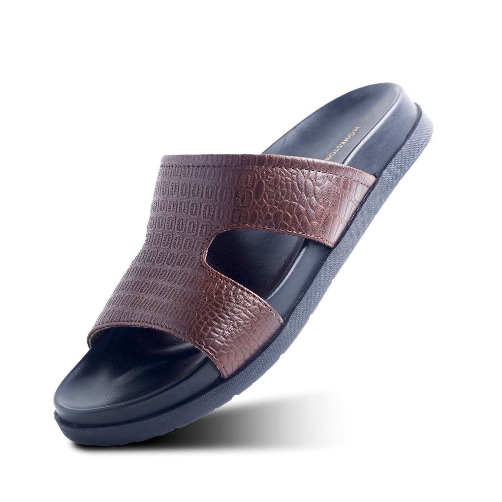 Monkstory Atelier 1870 Textured Strap Slides – Dark Brown