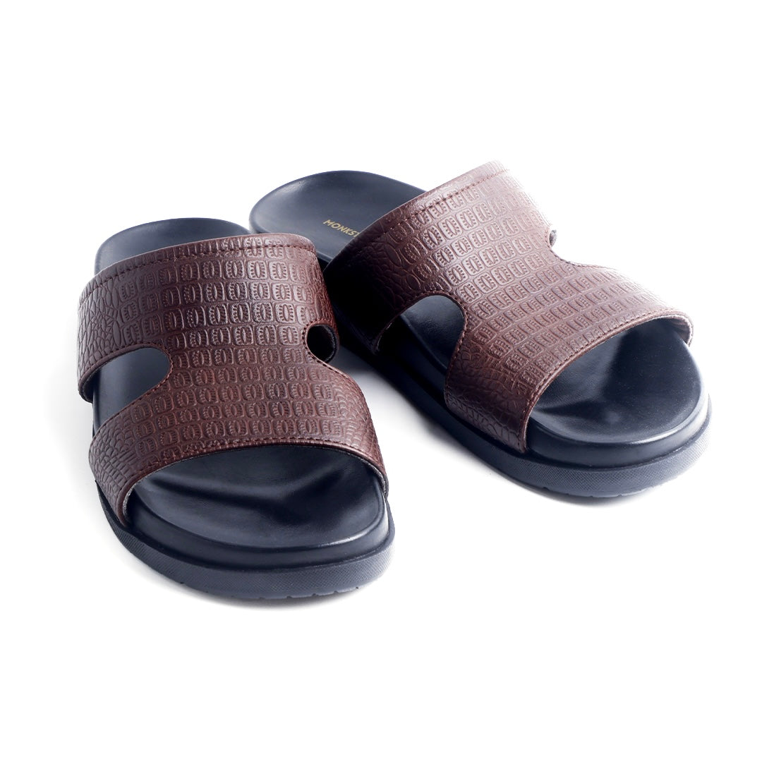 Monkstory Atelier 1870 Textured Strap Slides – Dark Brown