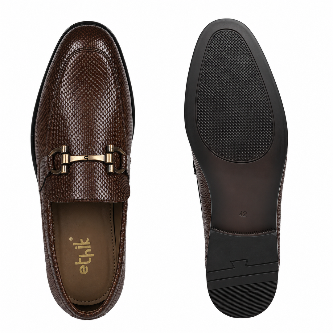 Stunner Brown Textured Loafers