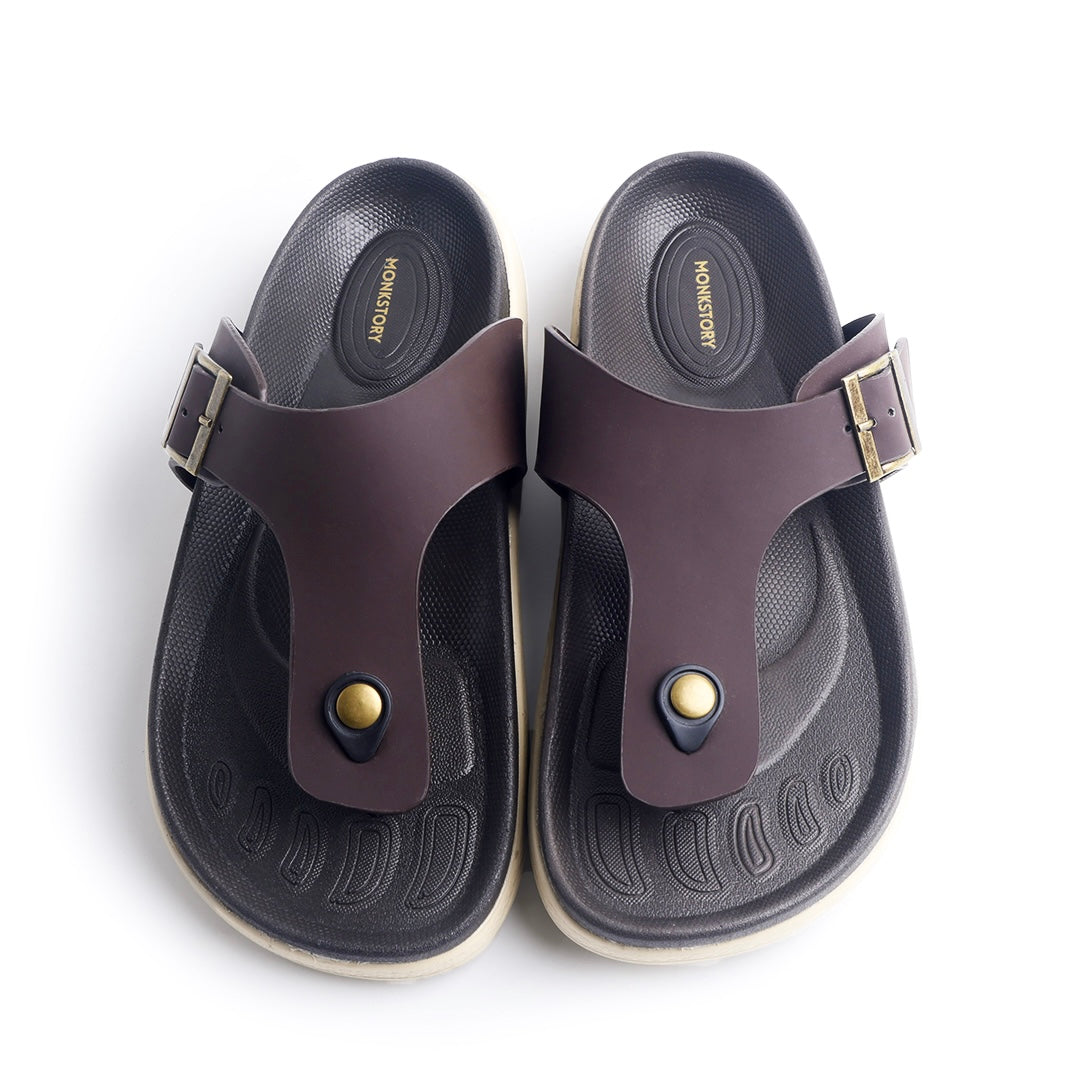Monkstory Escape Buckle Thong Sandals – Dark Brown