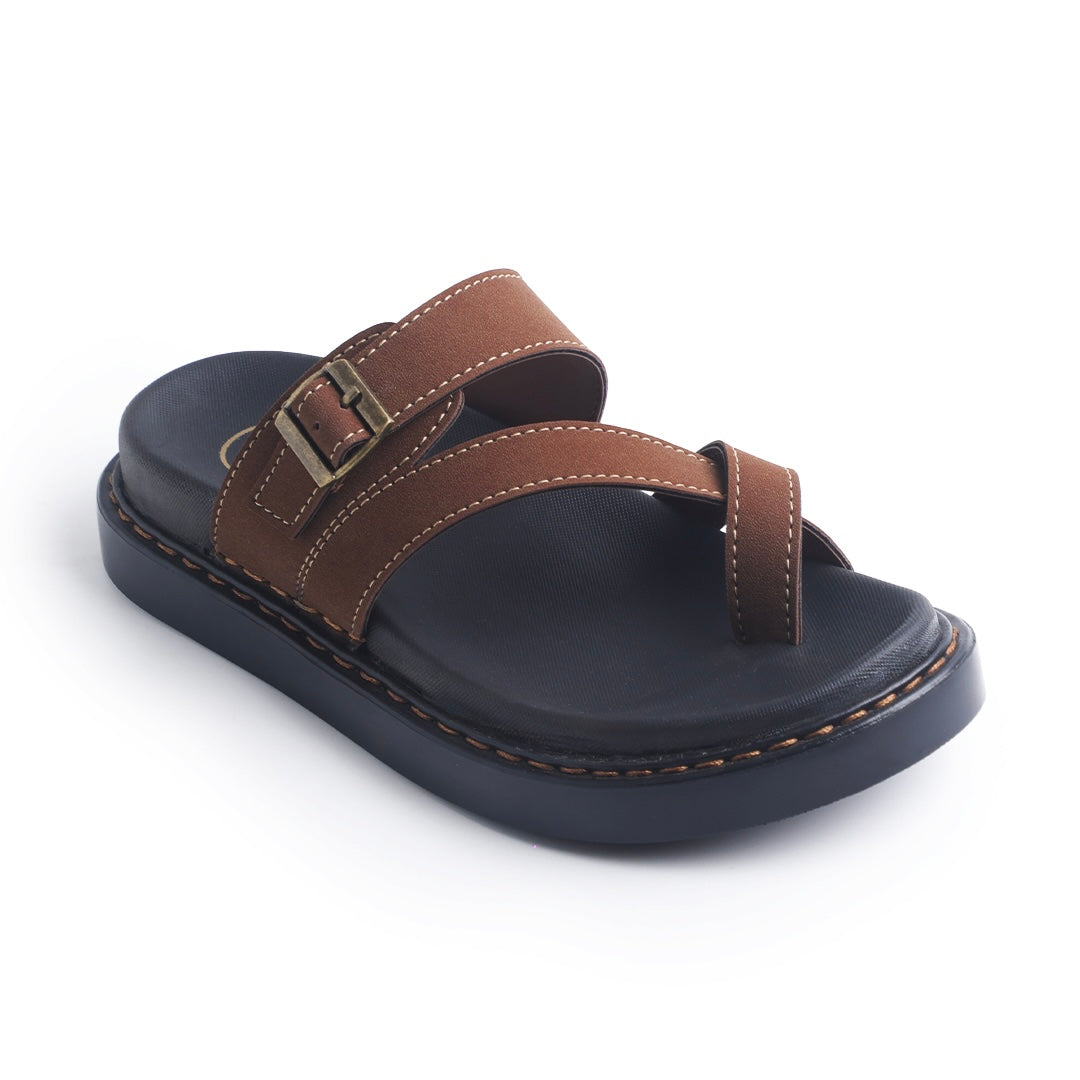Monkstory Cosmopolitan Cross Strap Toe Ring Chunky Sandals – Dark Tan