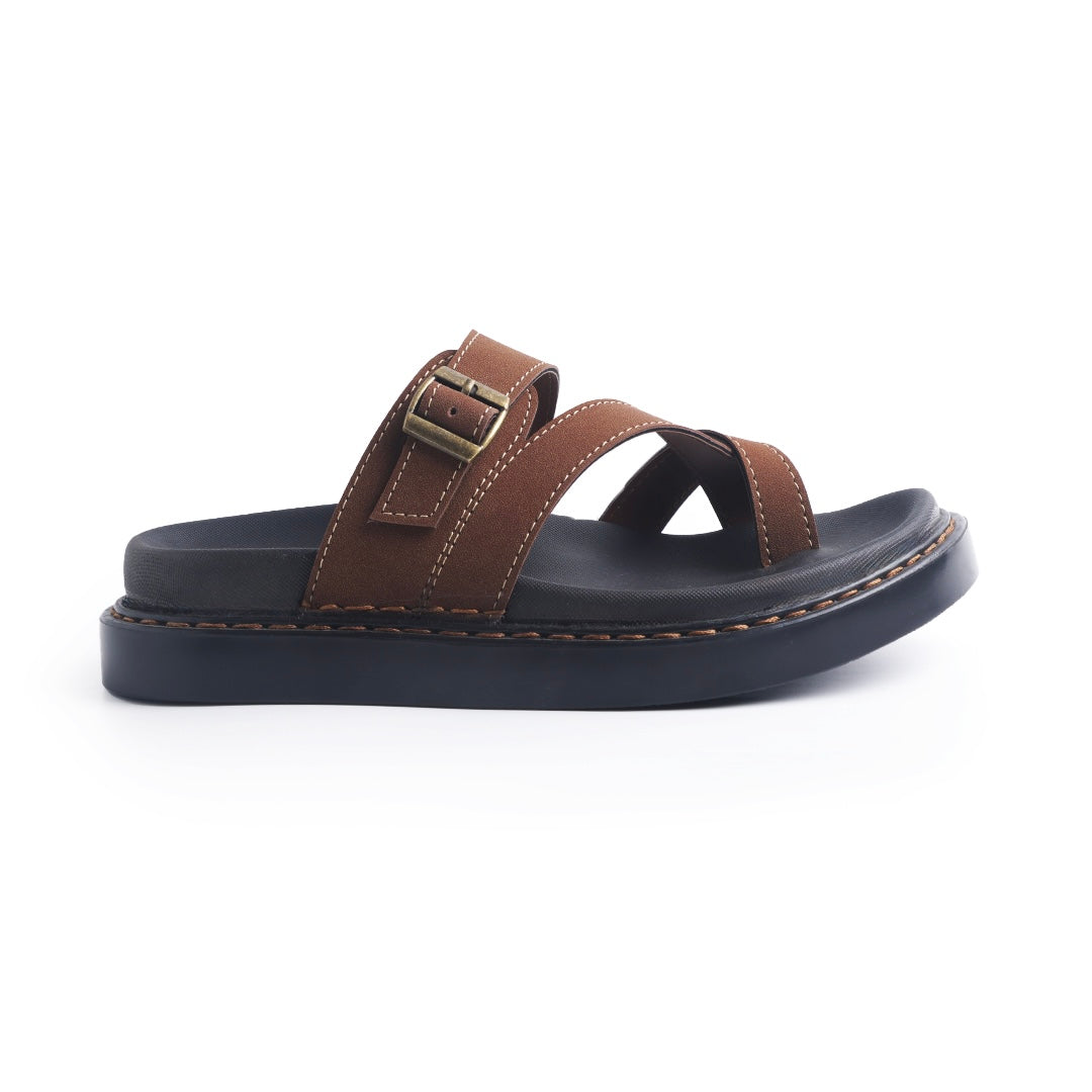 Monkstory Cosmopolitan Cross Strap Toe Ring Chunky Sandals – Dark Tan