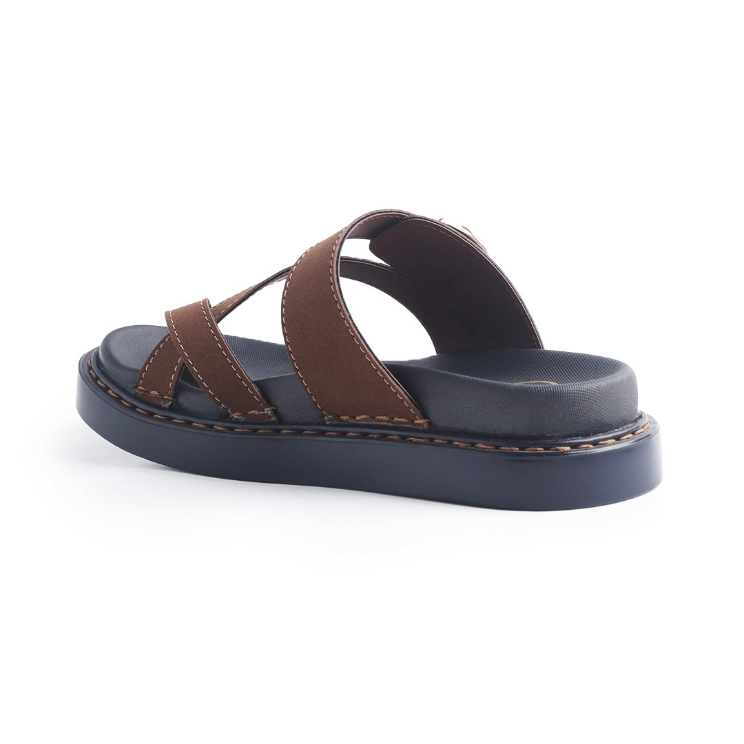 Monkstory Cosmopolitan Cross Strap Toe Ring Chunky Sandals – Dark Tan