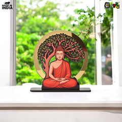 Buddha Idol Under Tree Table Top Showpiece | Meditation Figurine for Buddha Purnima, Office, Living Room (6.5 x 6.5 Inch)