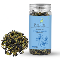 Kasika Blue Pea Flower Herbal Tea – Loose Leaf Tea | 100% Natural, Caffeine-Free | Rich in Antioxidants | Color-Changing Herbal Tea | Supports Eye Health & Skin Vitality | Hot & Iced | Vegan & Gluten-Free