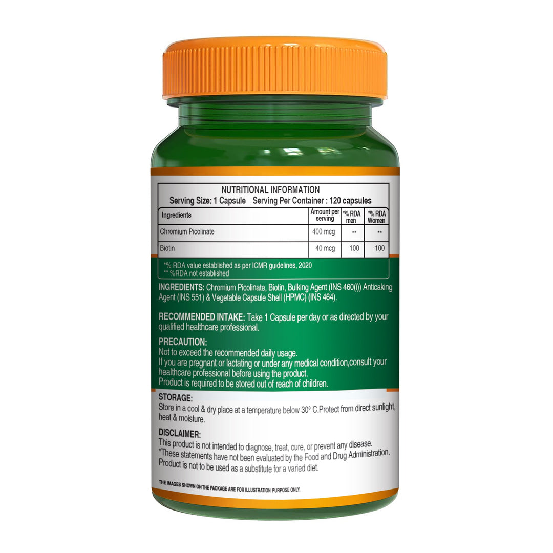 Chromium Picolinate 120 Capsules – Blood Sugar, Metabolism & Weight Support