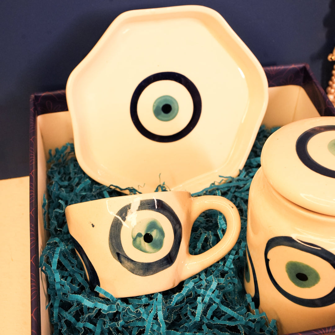 Nazar Suraksha Diwali Gift Box | Evil Eye Festive Hamper with Breakfast Set & Decor – ArteCasa
