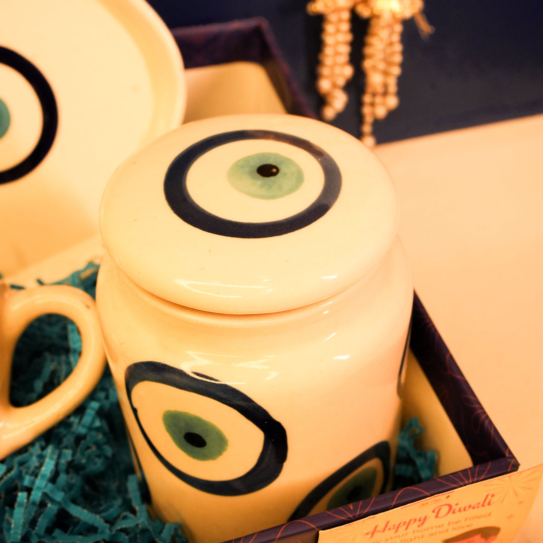 Nazar Suraksha Diwali Gift Box | Evil Eye Festive Hamper with Breakfast Set & Decor – ArteCasa