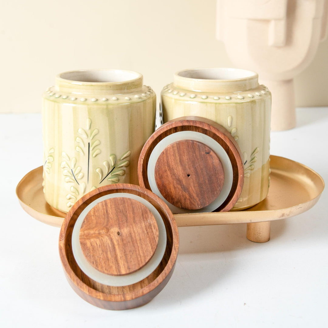 Green oasis airtight Jar set of 2 - https://artecasa.in/