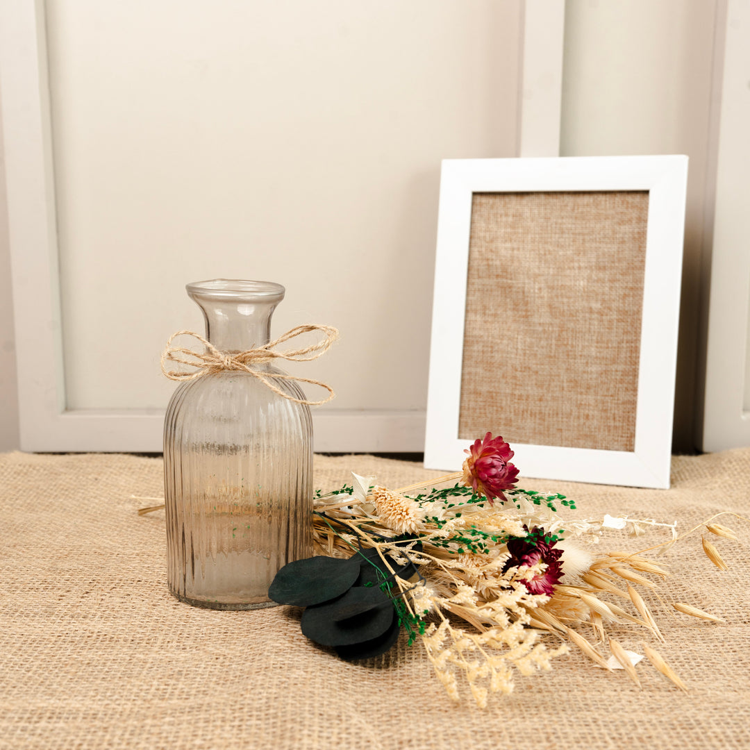 Crystal Bloom Clear Glass Vase with Dried Flowers | Modern Home Décor