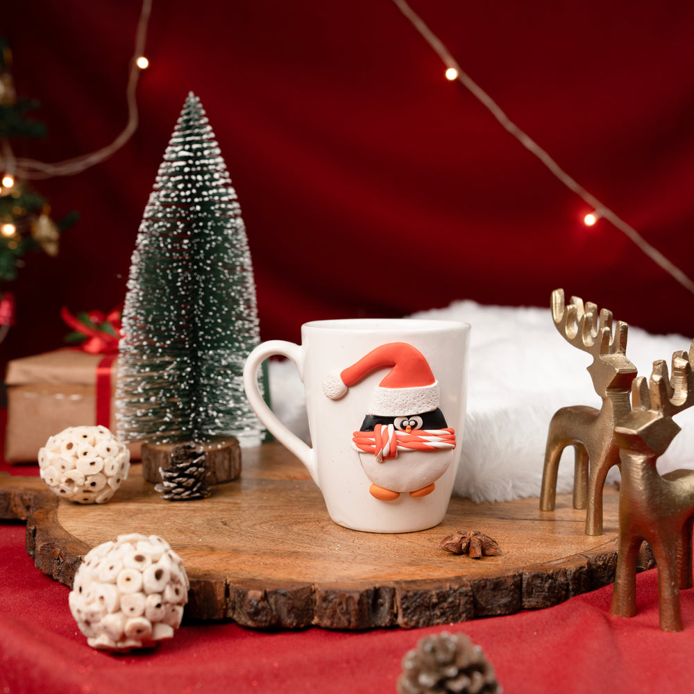 Santa Pengo Mug – Cute Penguin Christmas Mug for Coffee & Cocoa | Festive Holiday Mug for Gifting & Winter Drinks (Set of 1)