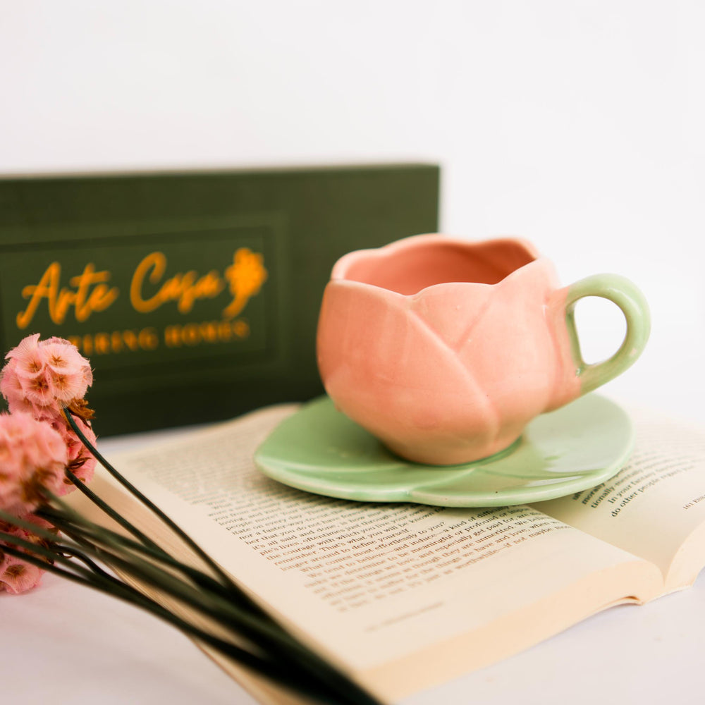 Tulip Charm Cup and Saucer Set – Elegant Floral Tea Cup Set | Luxury Ceramic Coffee & Tea Cups