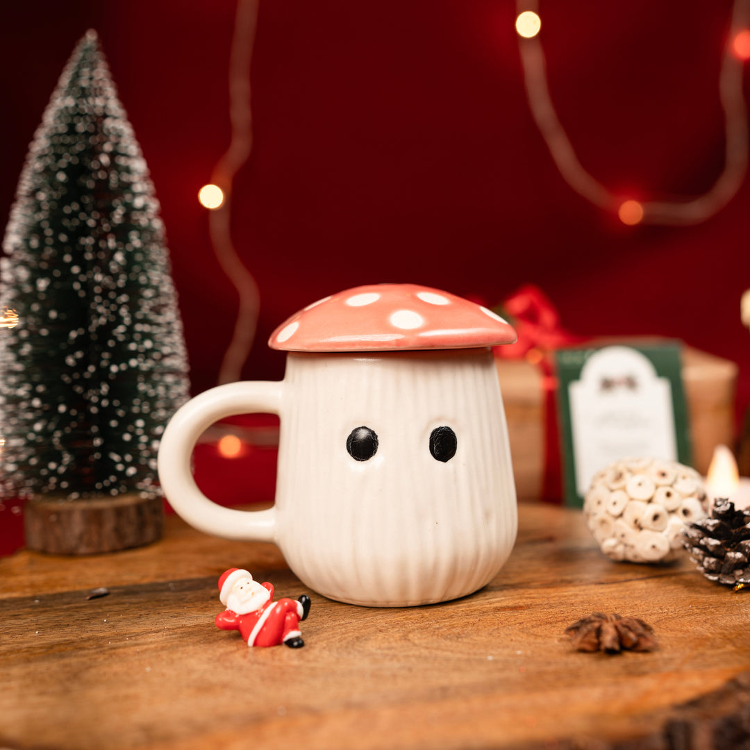 Mushroom Lid Mug – Whimsical Cottagecore Ceramic Coffee &amp; Tea Mug with Lid - https://artecasa.in/