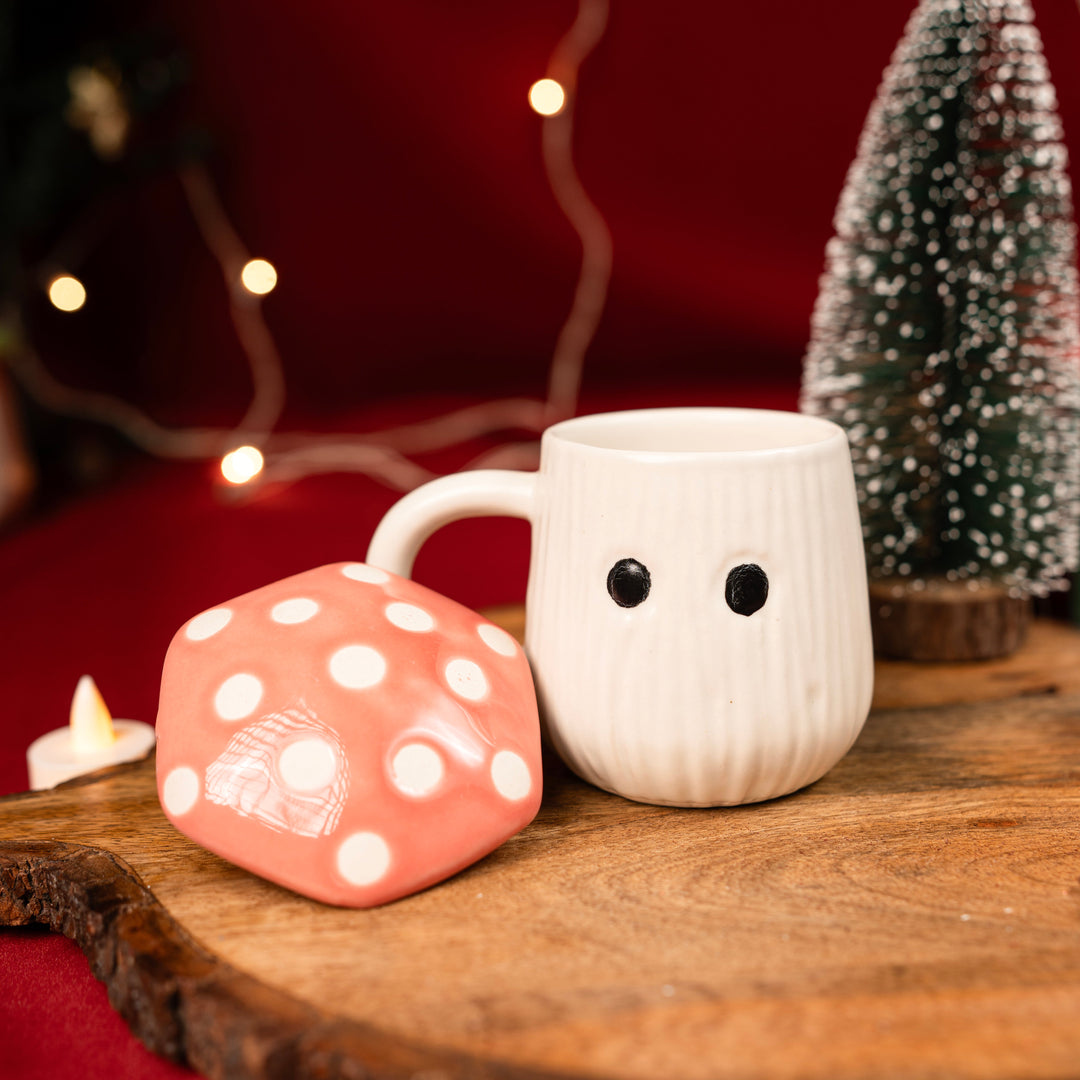 Mushroom Lid Mug – Whimsical Cottagecore Ceramic Coffee &amp; Tea Mug with Lid - https://artecasa.in/