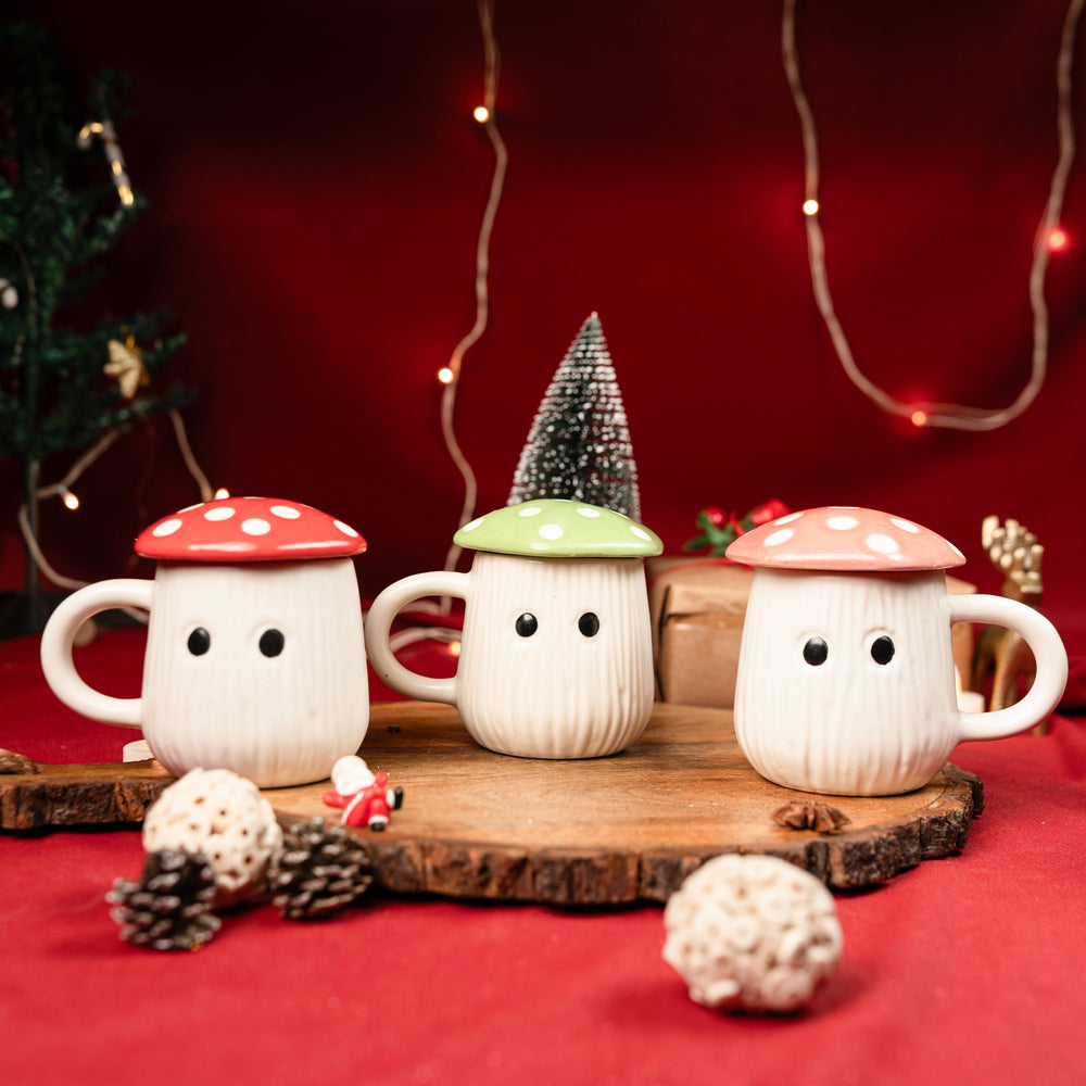 Mushroom Lid Mug – Whimsical Cottagecore Ceramic Coffee &amp; Tea Mug with Lid