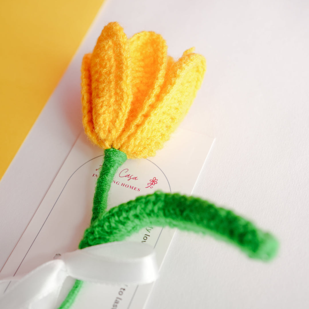 Handcrafted Tulip crochet Rakhi hamper (yellow)