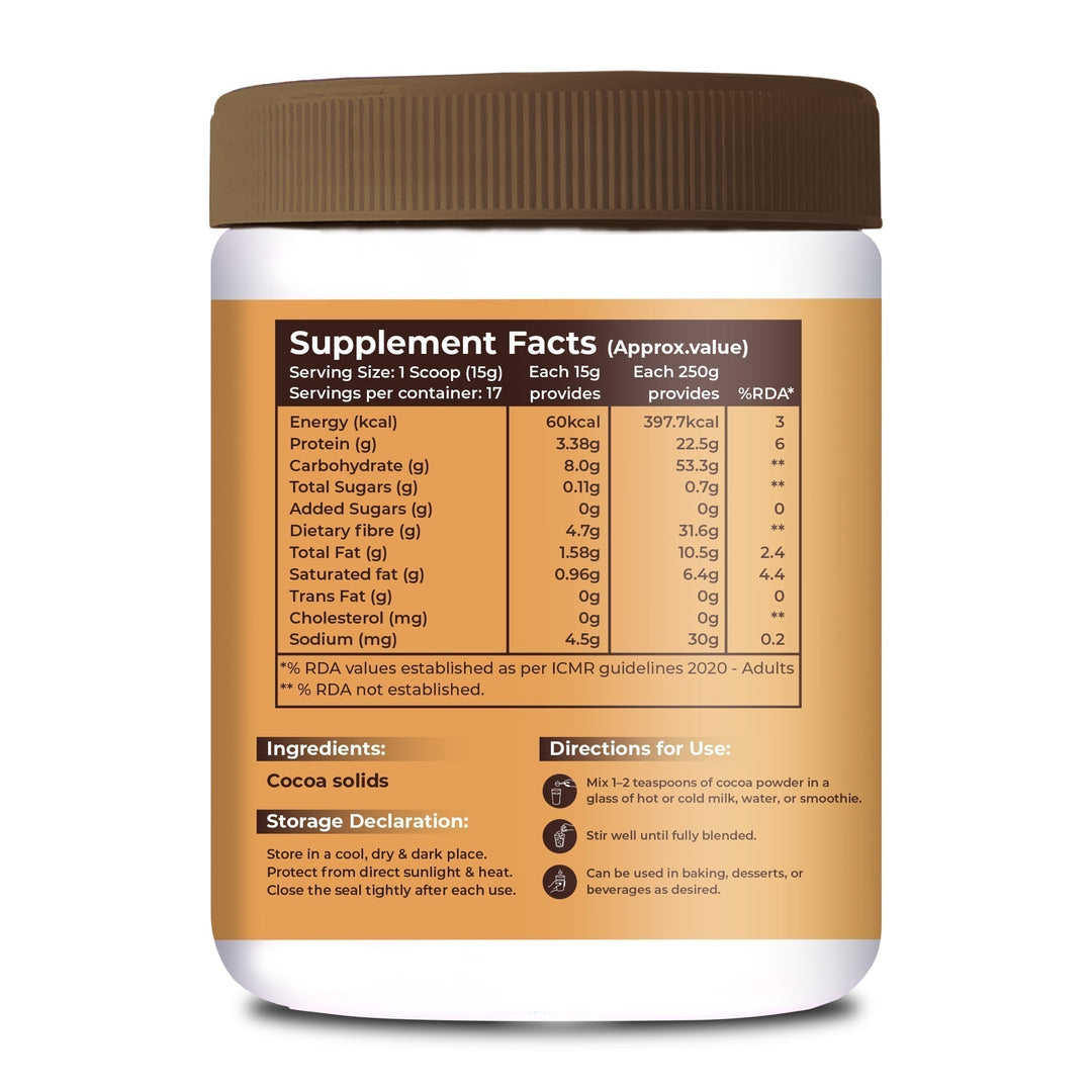 Pure Nutrition Cocoa Powder Unsweetened & Alkalized | Rich Aroma & Flavor | 250g