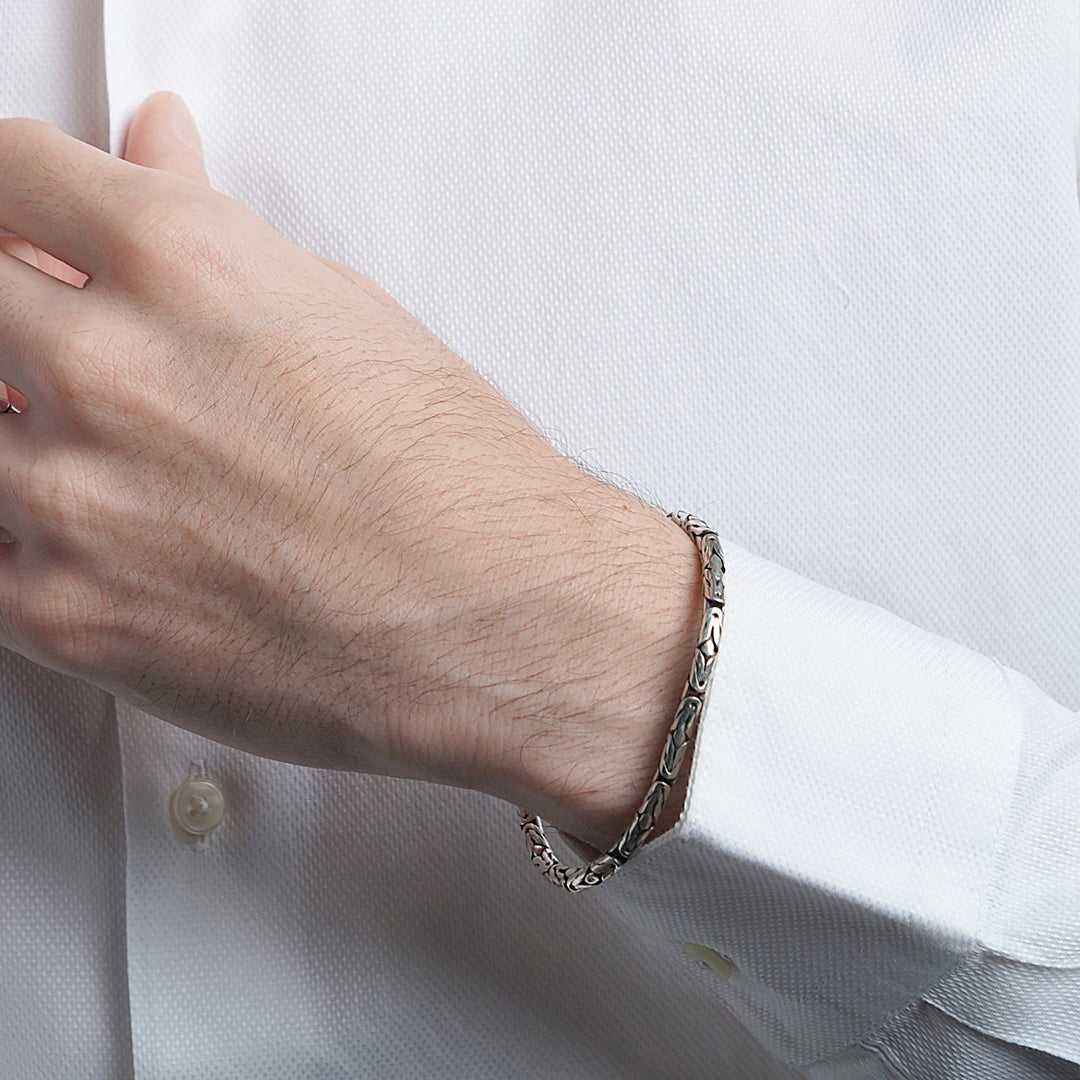 Benaras Weave - Oxidized Sterling Silver Men&