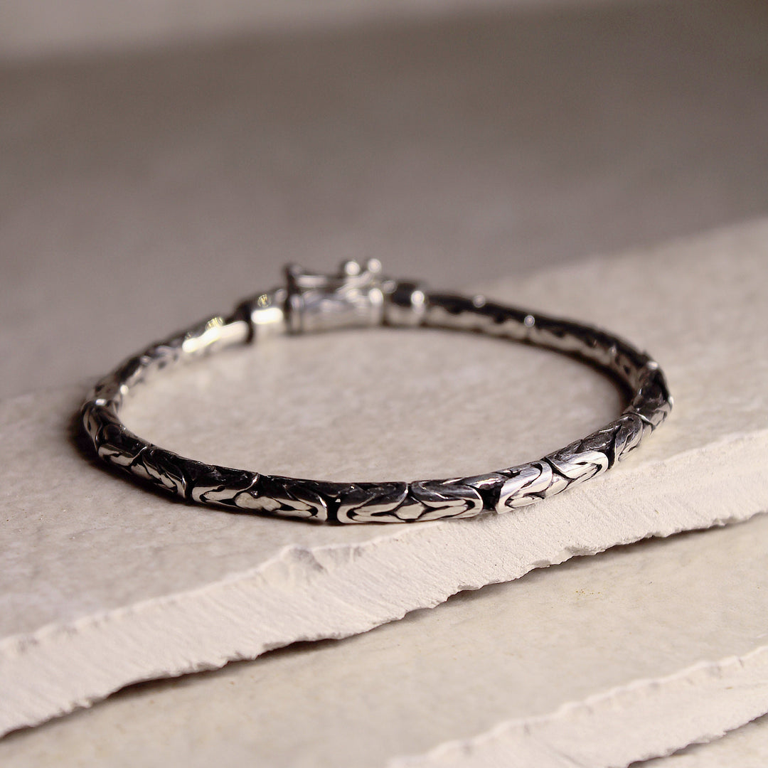 Benaras Weave - Oxidized Sterling Silver Men&