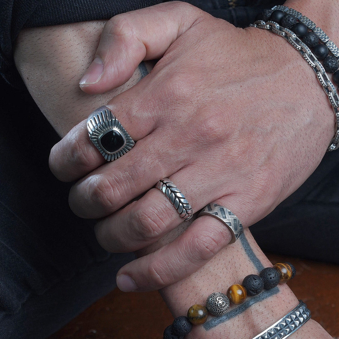 The Herringbone Weave - Sterling Silver Men&