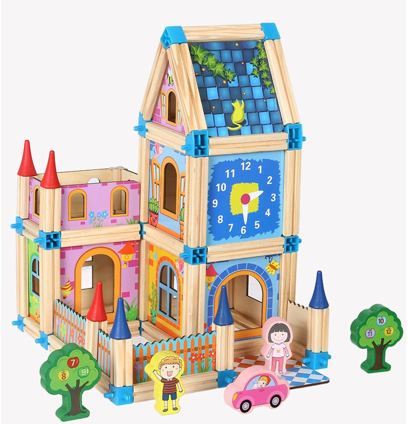 Wudly Wooden Master of Architectre Building Blocks Toy Set, Educational Construction Toy