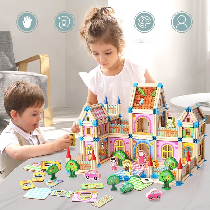 Wudly Wooden Master of Architectre Building Blocks Toy Set, Educational Construction Toy