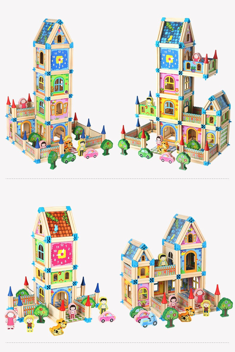 Wudly Wooden Master of Architectre Building Blocks Toy Set, Educational Construction Toy