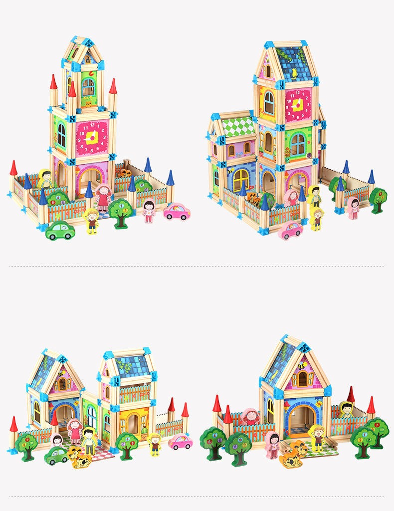 Wudly Wooden Master of Architectre Building Blocks Toy Set, Educational Construction Toy