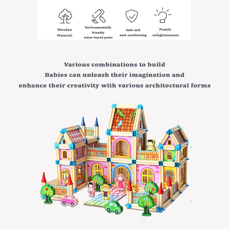 Wudly Wooden Master of Architectre Building Blocks Toy Set, Educational Construction Toy